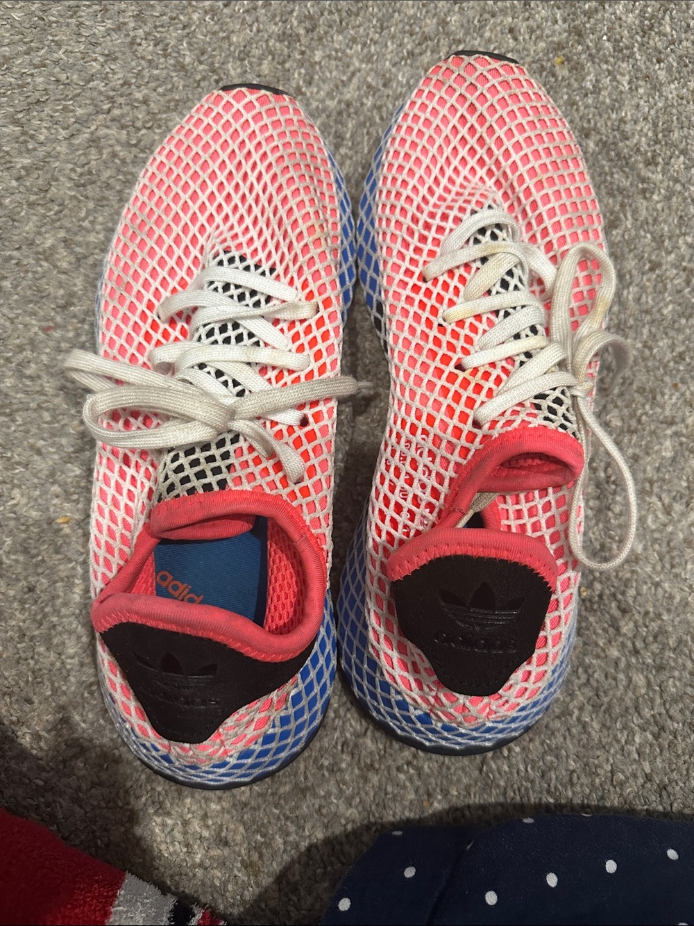 adidas Kids Coral Mesh Sneakers with Blue Sole Accents